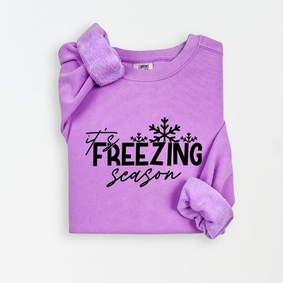 Simply Sage Market Women's Lightweight Garment Dyed Graphic Sweatshirt It's Freezing Season