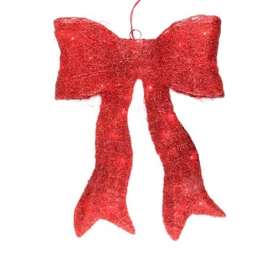 Northlight 18" Red Lighted Sparkling Bow Christmas Outdoor Decor