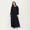 Anna-Kaci Lounge Women's Long Sleeve Maxi Nightgown with Soft Flowing Fabric, Peter Pan Collar Detail and Lace Trim Accents on Sleeves - 2 of 4