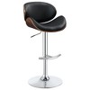 Adjustable Black Bar Stool with Chrome Base and Wood Back, Sleek Upholstered Seat, Modern Design for Home Bars - 2 of 4