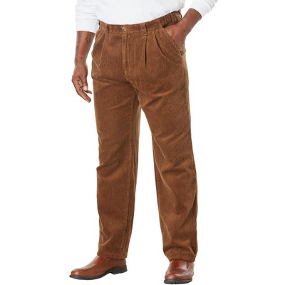 KingSize Expandable Waist Corduroy Pleat-Front Pants