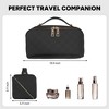 Travel Makeup Bag,Large Capacity Cosmetic Bags for Women,Waterproof Portable Pouch Open Flat Toiletry Bag, with Divider and Handle, Black - 2 of 4