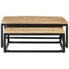 vidaXL Coffee Table Set of 2 Natural Mango Wood, Black - 3 of 4