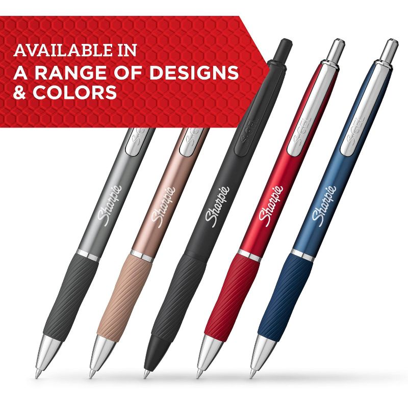 Sharpie S-Gel 2pk Black Ink Gel Pens 0.7mm Medium Tip - Gray Metal Barrel, 6 of 9