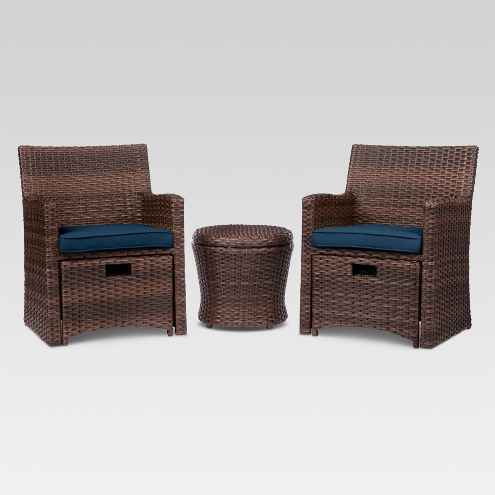 Photos - Garden Furniture Halsted 5pc Wicker Patio Seating Set - Navy - Threshold™