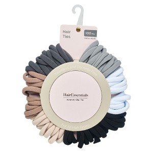 Hair Essentials 100pc Hair Ties - Seamless No-Damage Hair Ties for Women- 100pcs - 1 of 3