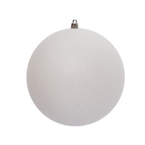 Season's Designs Christmas Tree 6" White Glitter Plastic Shatterproof Seamless Ornament - 1 of 1