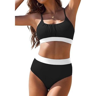 AI'MAGE Bikini Sets for Women High Waisted 2025 Two Piece Swimsuits Sporty Color Block Bathing Suit S-XXL