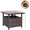 22" Outdoor Side Table with Umbrella Hole, Rattan Wicker End Table with Sand Bag and Steel Frame for Outdoor, Patio, Garden - 3 of 4