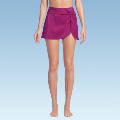 Lands' End Women's Chlorine Resistant Shine Twist Front Mini Swim Cover-up Skirt