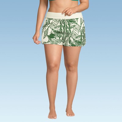 Lands' End Women's 3" Quick Dry Elastic Waist Board Shorts Swim Cover-up Shorts with Panty