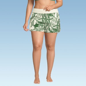 Lands' End Women's 3" Quick Dry Elastic Waist Board Shorts Swim Cover-up Shorts with Panty - 1 of 4