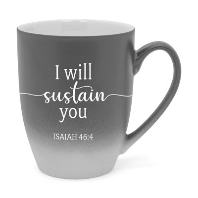 Elanze Designs I Will Sustain You Two Toned Ombre Matte Gray and White 12 ounce Ceramic Stoneware Coffee Cup Mug