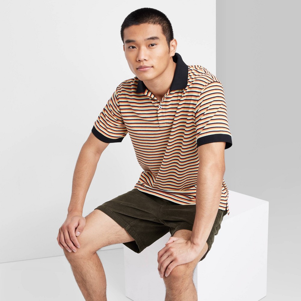 Men Striped Collared Polo Shirt