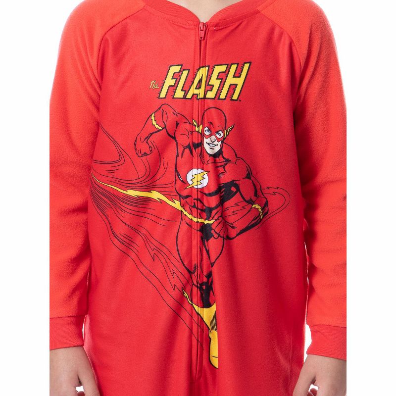 DC Boys' Classic The Flash Union Suit Footless Sleep Pajama Costume Red, 3 of 4