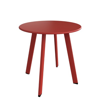 DOMETOUR 17.7x18 Inches Outdoor Side Table, Patio Round Steel End Table Small Accent Table for Patio Balcony Bedroom Living Room