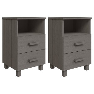 vidaXL Nightstand Storage Bedside Cabinet Nightstand with 2 Drawers Pine Wood - 1 of 4