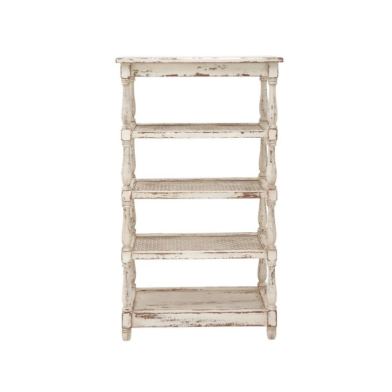 55" Metal and Wood 5 Tiered Wall Shelf White - Olivia & May, 6 of 18