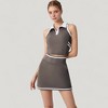 Anna-Kaci Active Women's Sleeveless Cropped Polo Top with Contrast Collar and Side Stripe Detail - 2 of 4