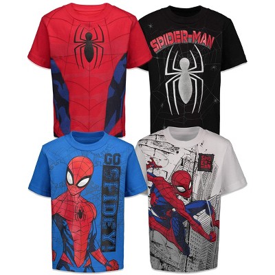 Spider-Man Avengers Little Boys 4 Pack Graphic T-Shirt Red-Black-Blue-Grey 