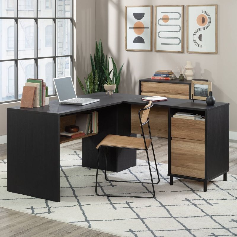 Acadia Way2 Drawer Modern L Shaped Desk Raven Oak - Sauder: Executive Office Furniture, Laminate Finish, Metal Feet, 2 of 5
