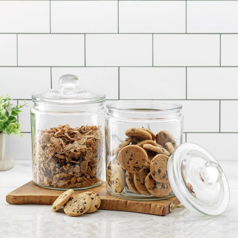 JoyFul Round Glass Cookie Jar with Airtight Lids - 67 oz Kitchen Containers Canister - Set of 2, 3 of 9