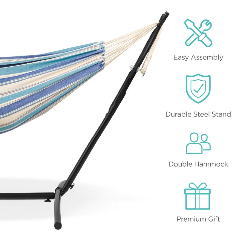 Best Choice Products 2-Person Brazilian-Style Cotton Double Hammock with Stand Set w/ Carrying Bag, 5 of 15
