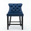 Resenkos Counter Bar Stools, Counter Stool,Upholstered Barstools with Button Tufted Decoration and Wooden Legs, Set of 2 (Blue) - 4 of 4