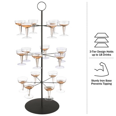 Lavish Home Black 3-Tier Iron Cocktail Tree Stand