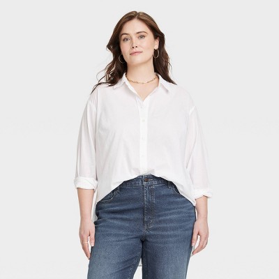 Women's Tunic Long Sleeve Collared Button-Down Shirt - Universal Thread™