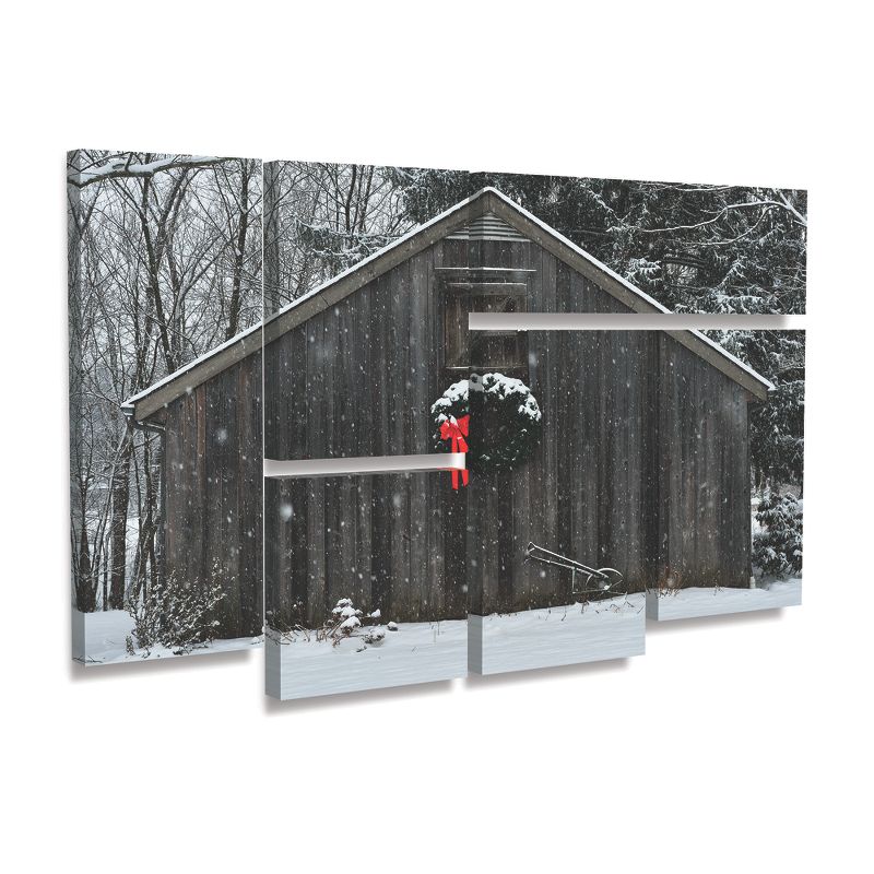 Trademark Fine Art -Kurt Shaffer 'Christmas Barn In The Snow' Multi Panel Art Set 6 Piece, 1 of 4