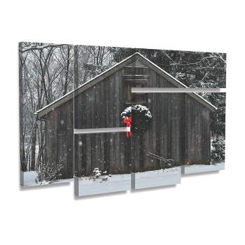 Trademark Fine Art -Kurt Shaffer 'Christmas Barn In The Snow' Multi Panel Art Set 6 Piece