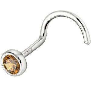 Jewelry Avalanche 22G 14K Gold Bezel-set Citrine Nose Screw Nose Stud - 1 of 3