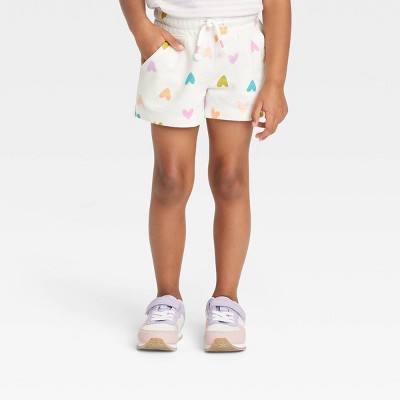 Toddler Girls' Hearts Knit Shorts - Cat & Jack™ Cream 12M