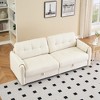 79.5" Teddy Cotton Linen 3-Seater Sofa, High-Resilience Sponge Cushions, Metal Conical Legs, Easy Assembly, Modern Couch for Living Room - 3 of 4
