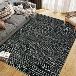 Coucheta 5*7ft Washable Boho Geometric Area Rug, Soft Non-Slip Neutral Modern Indoor Floor Carpet for Living&Dining Room, Bedroom, Home Office, Black - 1 of 4