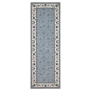 Washable Floral Print Geometric Bordered Rugs for Living Room, Ultra Thin Non Slip Retro Accent Large Carpet for Bedroom Dining Room - 1 of 4