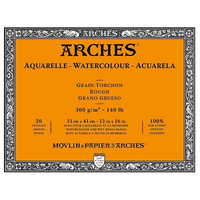 Arches Watercolor Blocks 140 lb Rough 12" x 16" (20 Sheets)