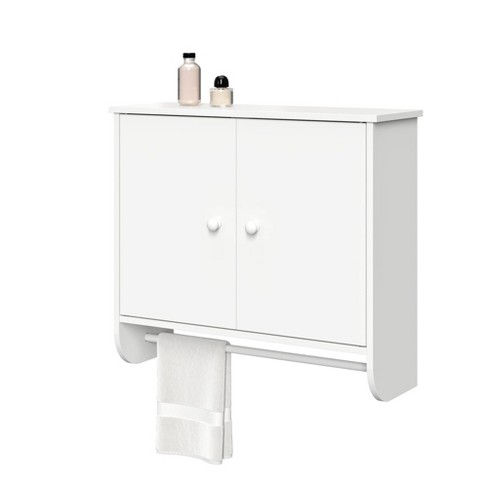 Two Door Wall Mounted Cabinet With, Over The Toilet Wall Cabinet With Towel Bar