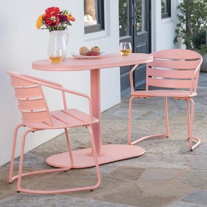SKRAN Set of 3 Outdoor Patio Bistro, Retro Metal Bistro Table and Chairs Set of 2, Waterproof Cafe Table Set for Indoor,Outdoor,Balcony - 1 of 4