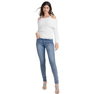VENUS Womens Chain Detail Cold-Shoulder Sweater - 1 of 4