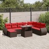 vidaXL Patio Sofa Set with Cushions and Table Outdoor 9 Piece Poly Rattan - Brown without storage - 2 of 4