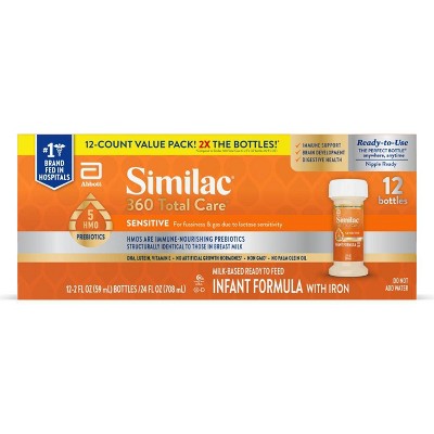 Similac 360 Total Care Sensitive Non-GMO Ready to Feed Powder Infant Formula - 2 fl oz Each/12ct