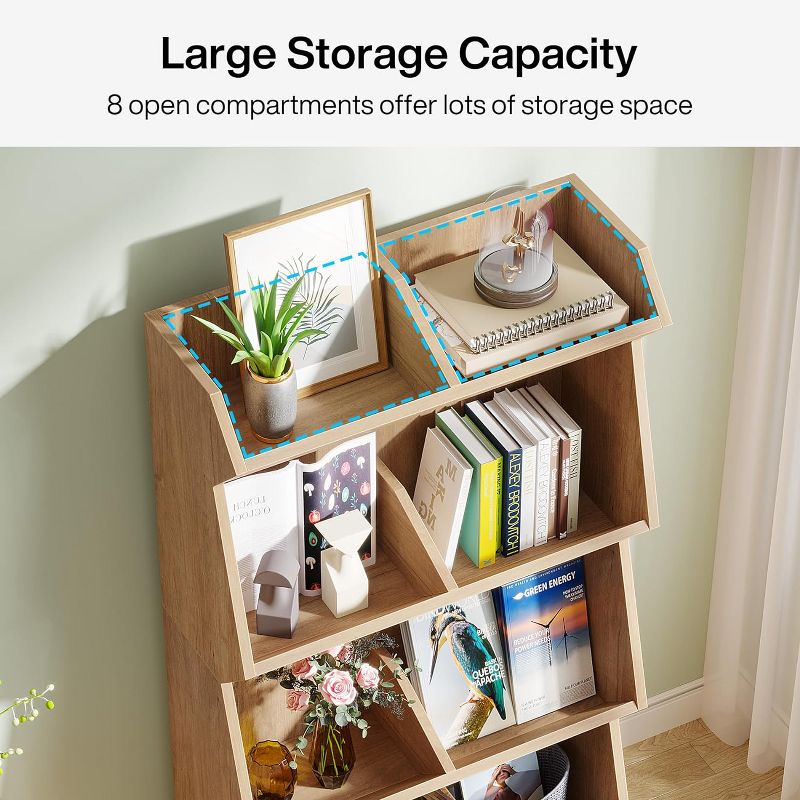 Tribesigns 4-Tier Oak Bookshelf, 55" Open Display Storage Organizer for Home Office, 4 of 7