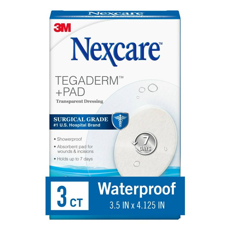 Nexcare Tegaderm + Pad Transparent Dressing - Oval - 3.5&#34; x 4.125&#34; - 3ct, 3 of 12