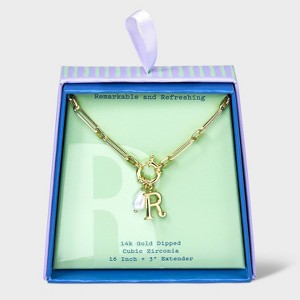 14K Gold Dipped Pearl Charm on Chain Initial Necklace - A New Day Gold - 1 of 4