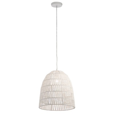 15" 1-Light Imara Pendant Hemp White - River of Goods: Adjustable Height, Indoor Use, UL Listed