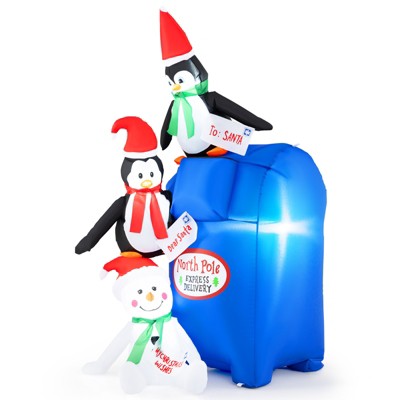 Tangkula 6 Ft Christmas Blow up Pre-Lit Letters to Santa Mailbox w/ Penguins & Snow Man