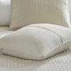 3 Pcs Stripe Stitch Reversible Quilt Set, Hotel Collection Style Solid Color Bed Blanket, Cooling Touch Cotton Filling Bedding with Matching Shams - 4 of 4