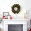 Nearly Natural 24-in Green Pine Artificial Christmas Wreath with 50 Warm White LED Lights, Berries and Pine Cones - 4 of 4